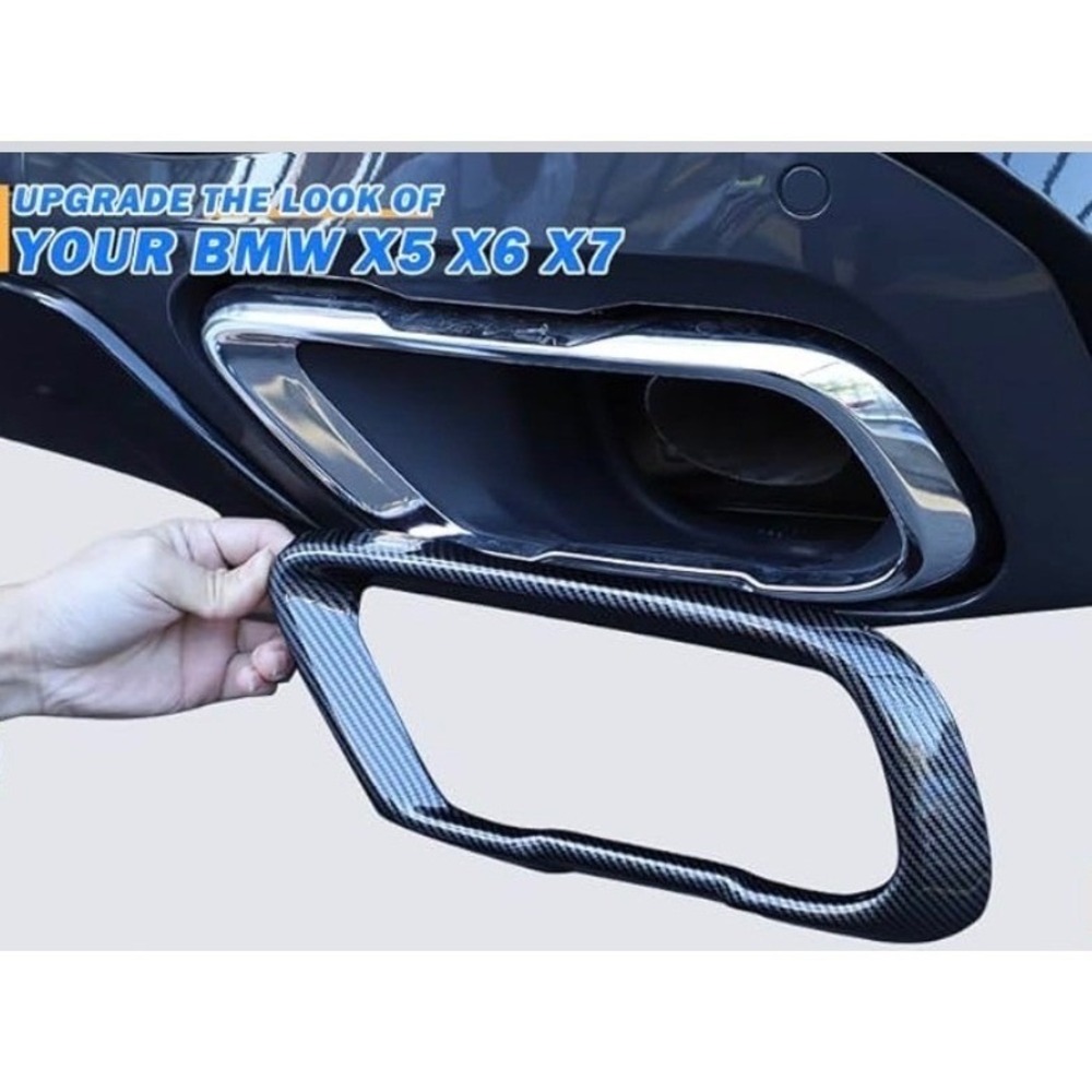 BMW Exhaust Pipe Cover Trim X5 X6 X7 Carbon Fiber Pattern NEW 1 Piece Exterior